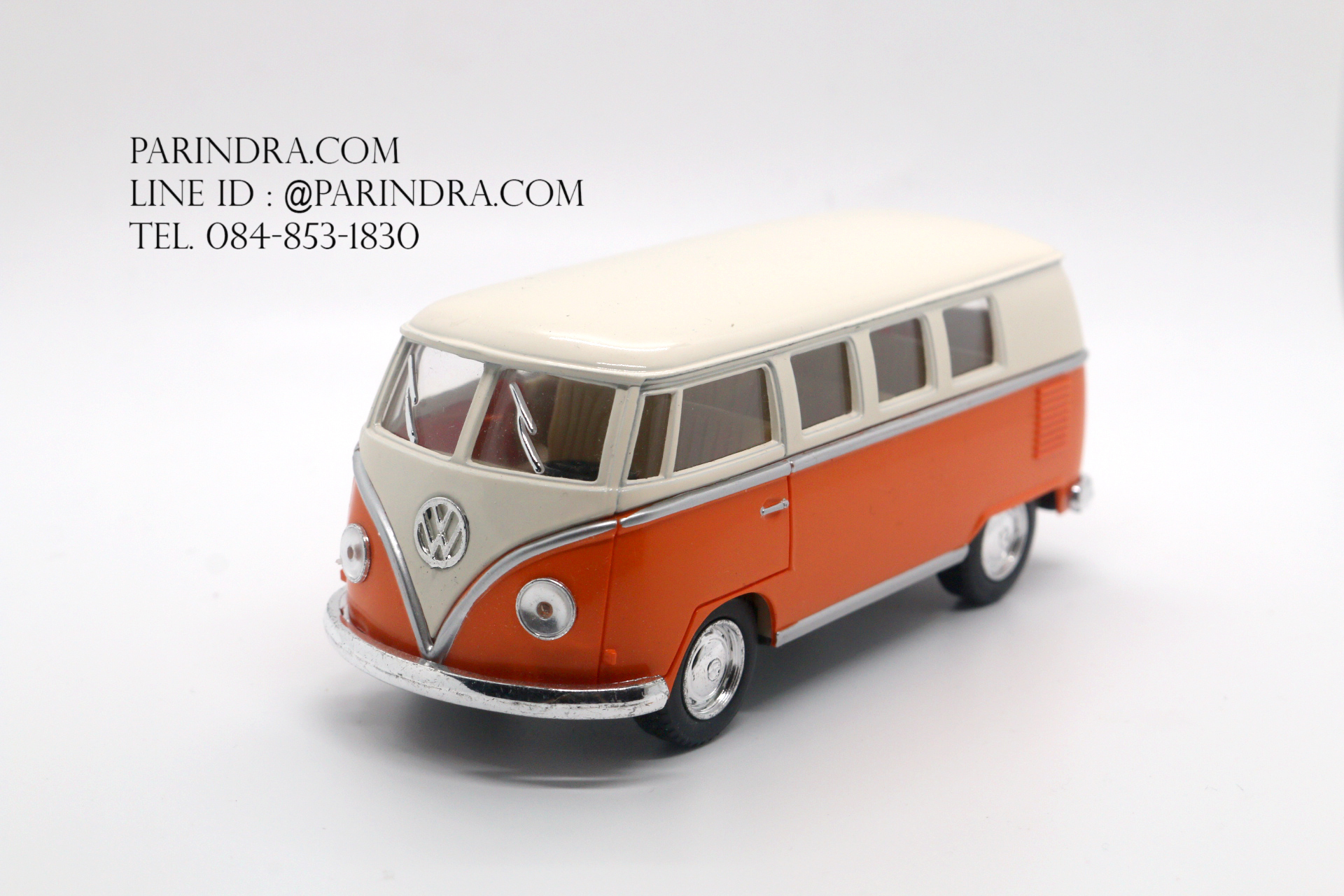 โมเดลรถเหล็ก รถตู้โฟล์ค รถเต่า Volksawagen Classical bus 1962 สีส้ม