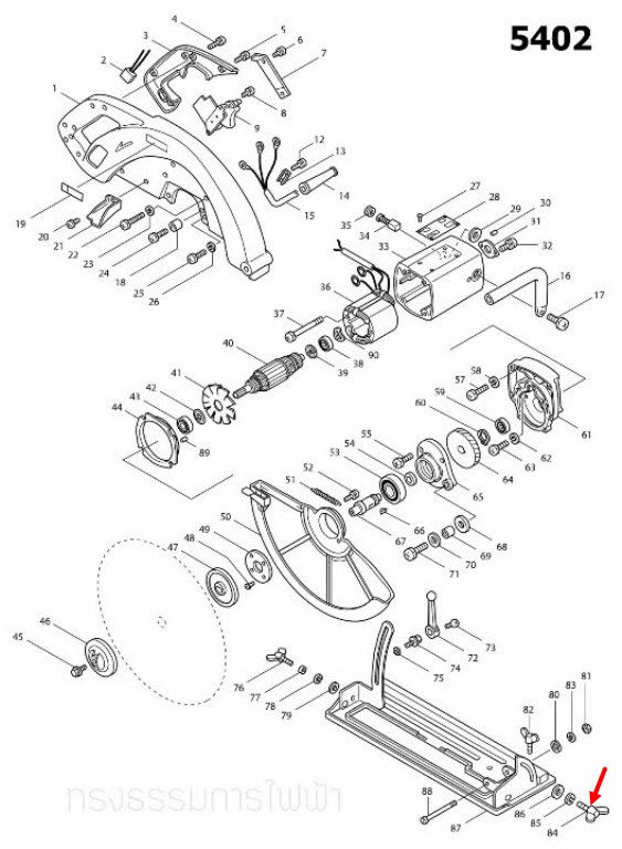 น๊อตหางปลา M8X20 เลื่อยวงเดือน Makita มากีต้า 5401N, 5402 [#84] Pn.924426-1 (แท้) ##