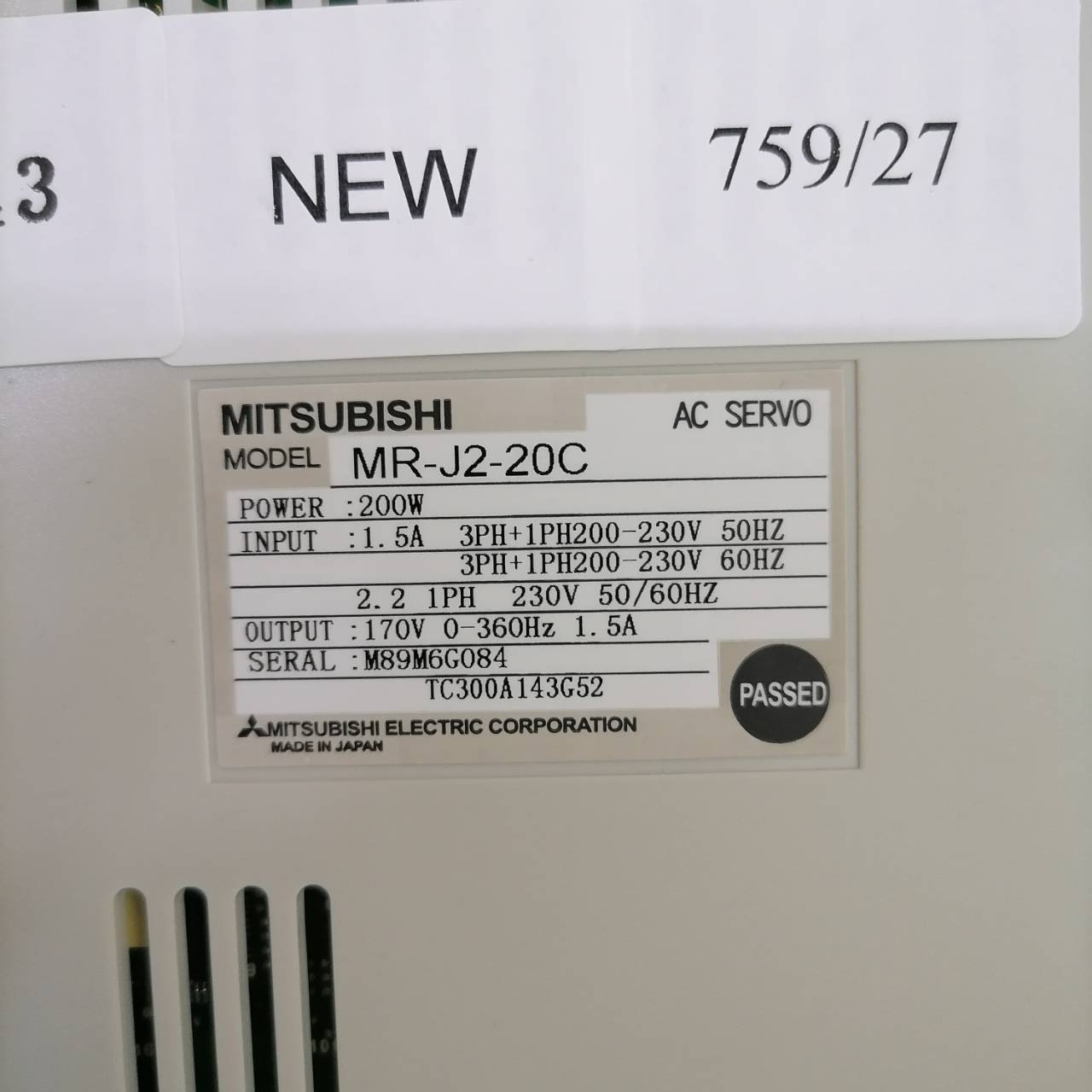 MR-J2-20C SERVO DRIVE " MITSUBISHI "