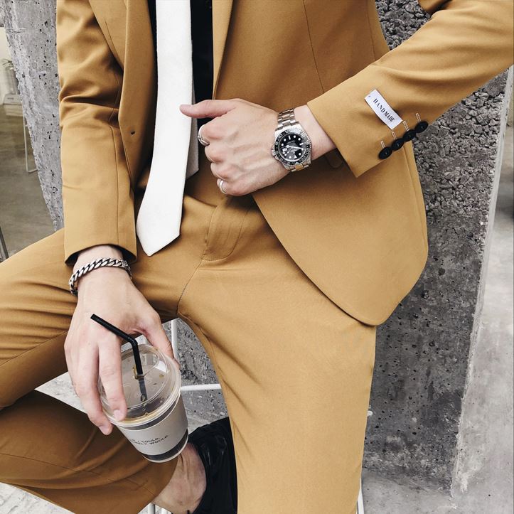 Pre-order เสื้อสูทชาย น้ำตาลทอง หล่อเนียบ ทรงสลิม