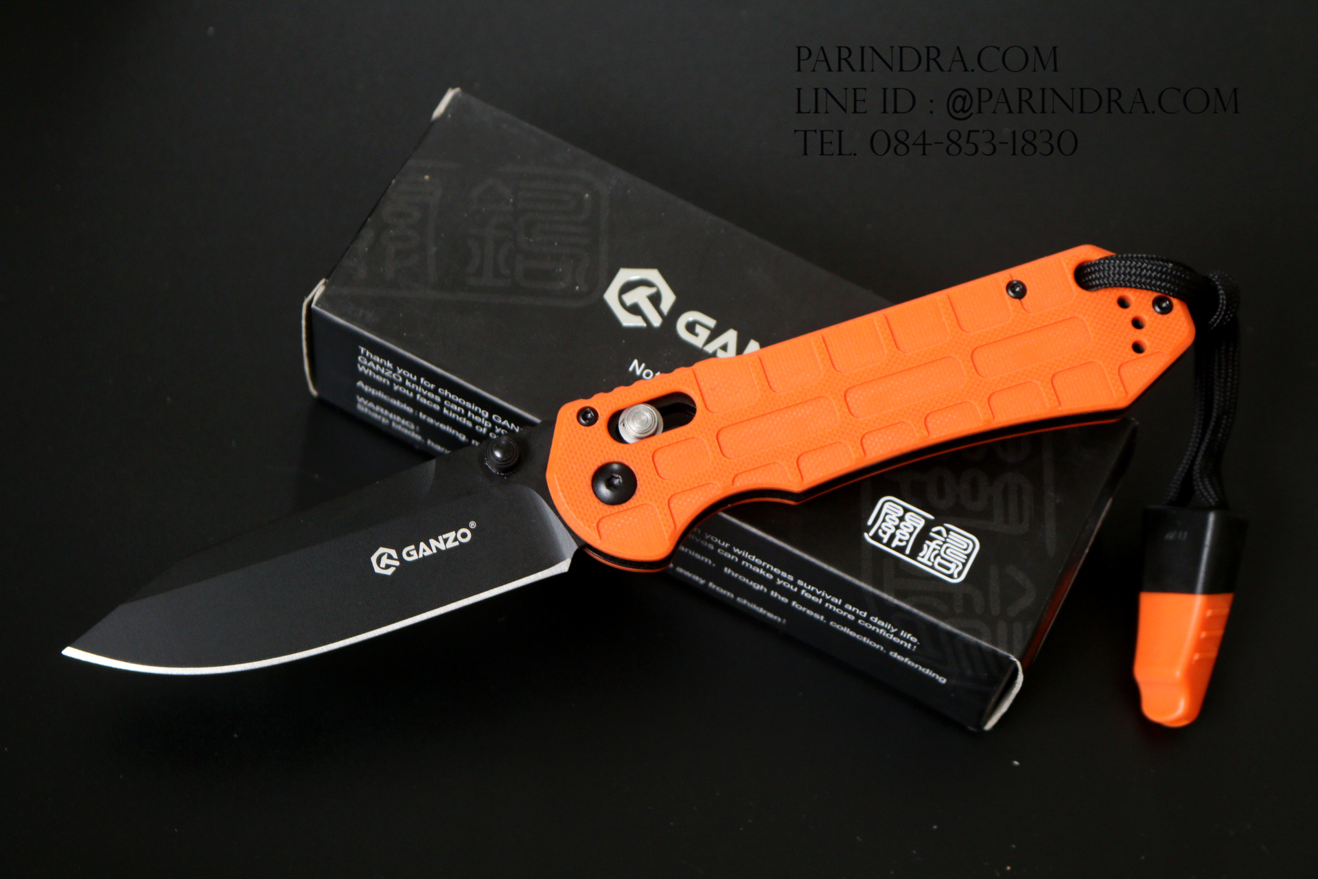 มีดพับ Ganzo กานโซ่ รุ่น Ganzo G7453P-OR-WS ใบดำด้ามเขียว ของแท้ 100%
