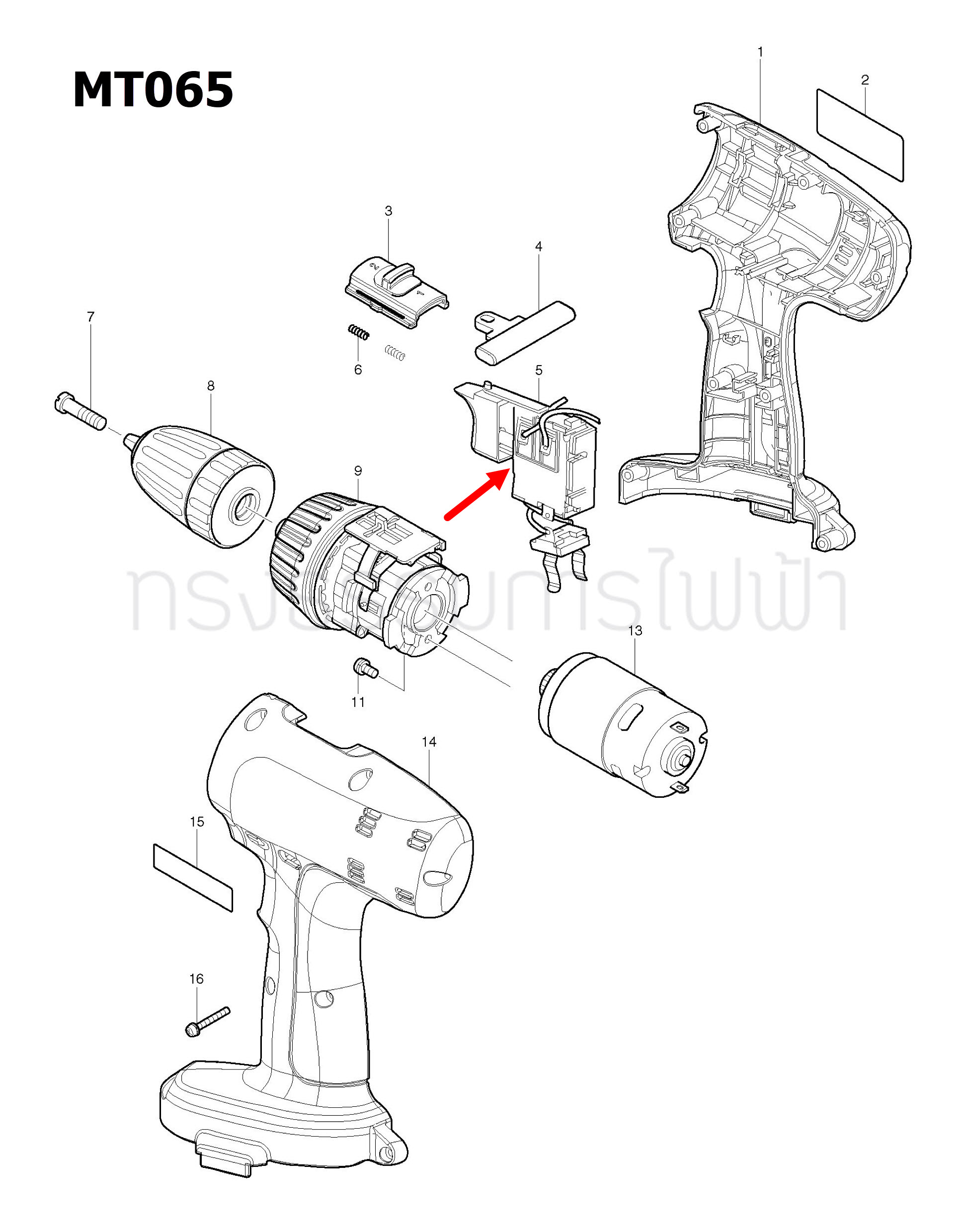 สวิทช์ สว่านไร้สาย Maktec มาคเทค MT065, MT065SK [#5] Pn.650686-6 (แท้) ##