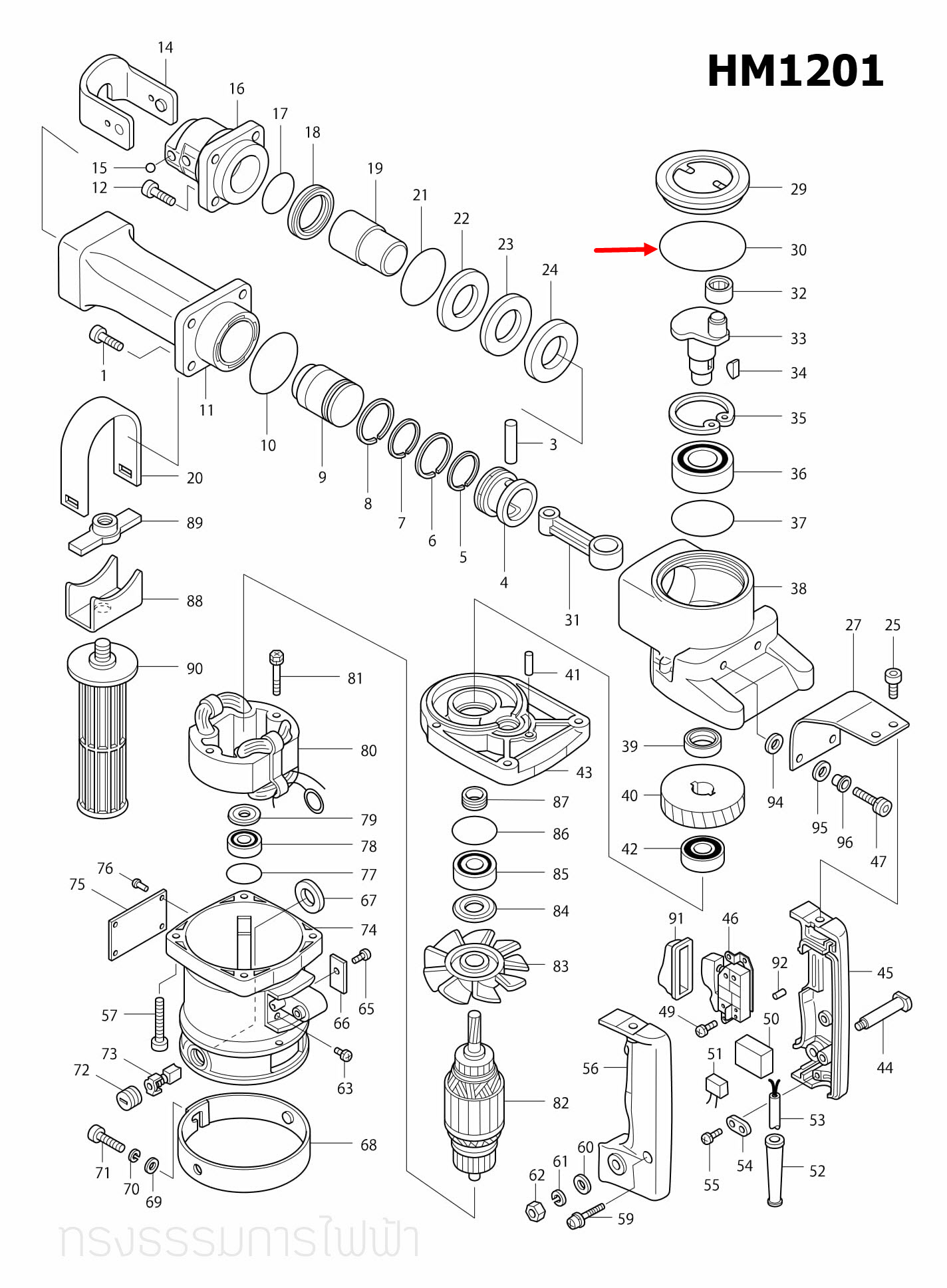 ยางโอริงฝาปิดจารบี สกัด เจาะพื้น Makita มากีต้า HM1201 [#30] #F6