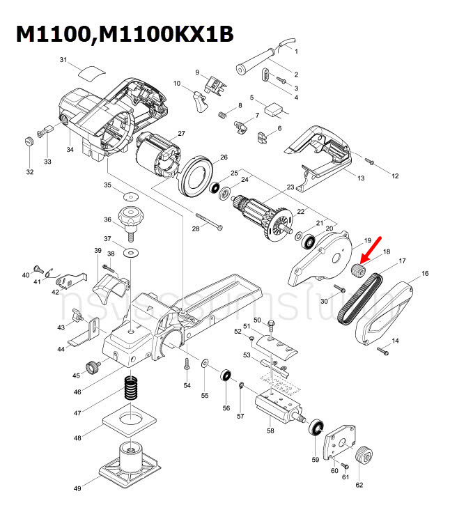 V-PULLEY มาคเทค Maktec, มากีต้า Makita รุ่น MT110, M1100, M1100KX1B [#18] Pn.222166-8 (แท้) ##