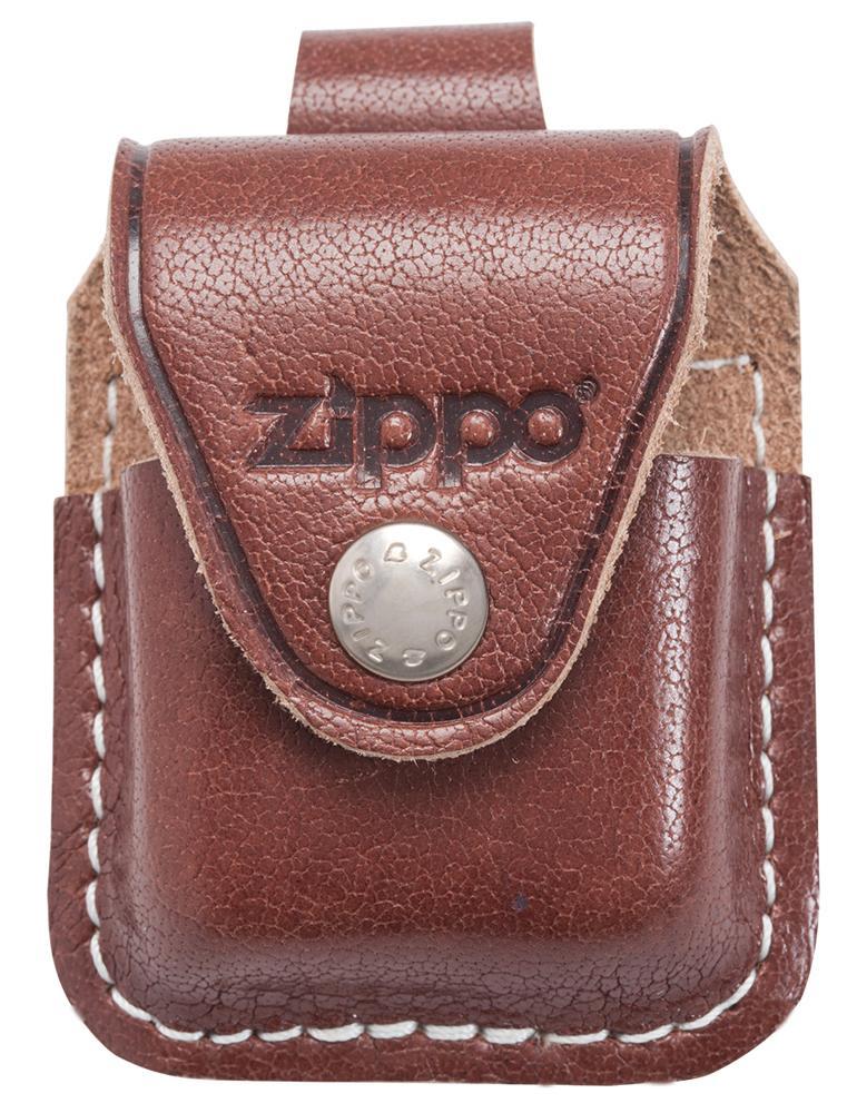 กระเป่าหนังใส่ไฟแช็ค Zippo แท้ - Genuine Zippo LPLB, Brown Leather Lighter Pouch with Loop แบบห่วง