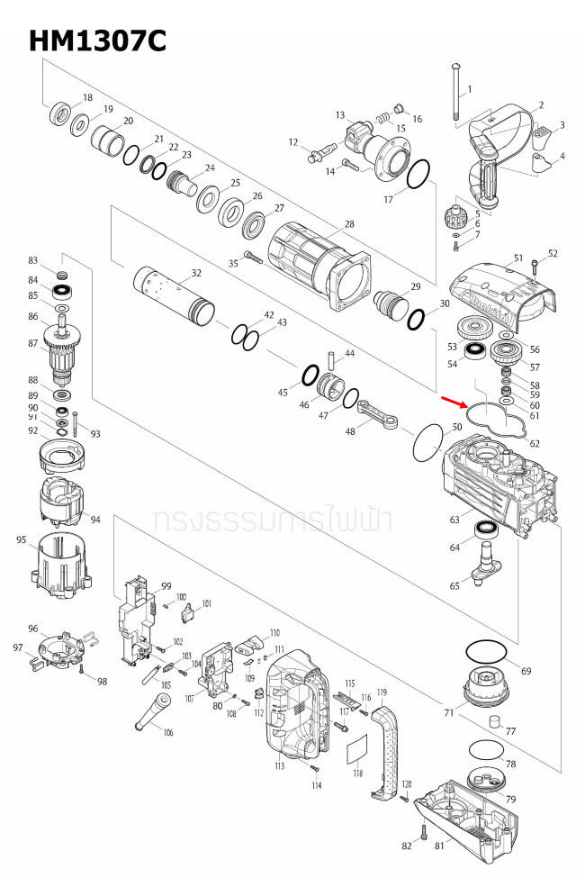 SEAL RING สกัดไฟฟ้า Makita มากีต้า HM1307C [#62] Pn.424207-8 (แท้) ##