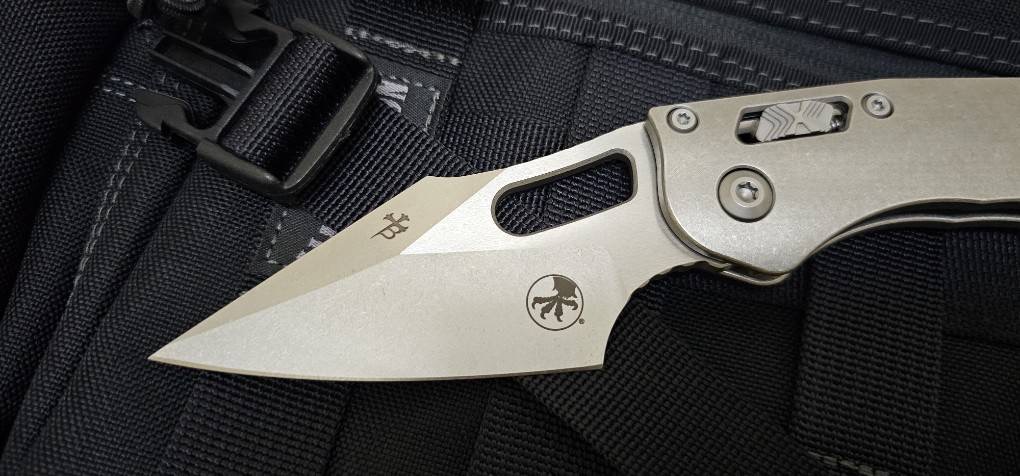 Microtech Marfione Select Manual Stitch RAM LOK Titanium Handles & Stonewash M390MK w/ Double Vapor Blast & Bronze Accents