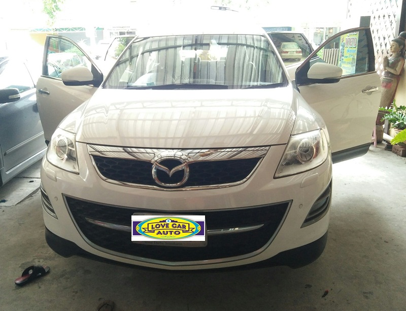 ขายพรมติดรถยนต์เข้ารูป Mazda CX-9 ลายกระดุมสีเทาขอบเทา