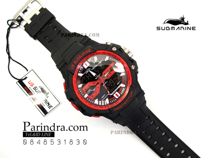นาฬิกา US submarine Protector รุ่น TP3152M สีดำแดง พื้นหลังดำ