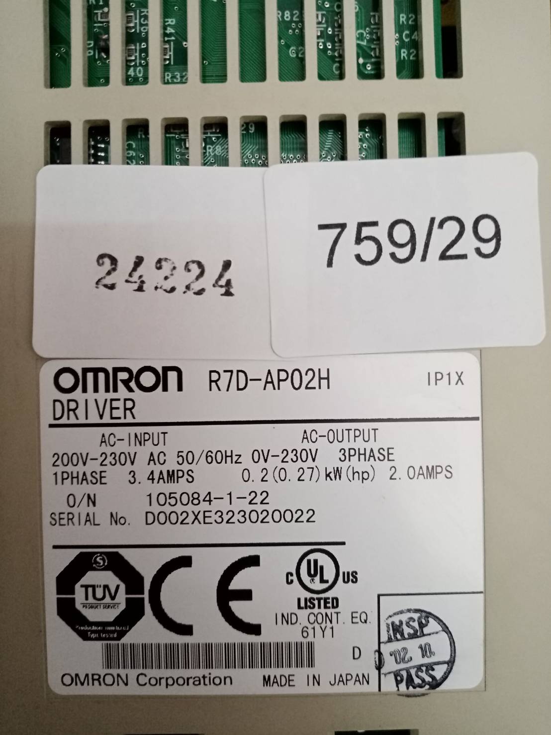 R7D-AP02H SERVO DRIVE " OMRON "