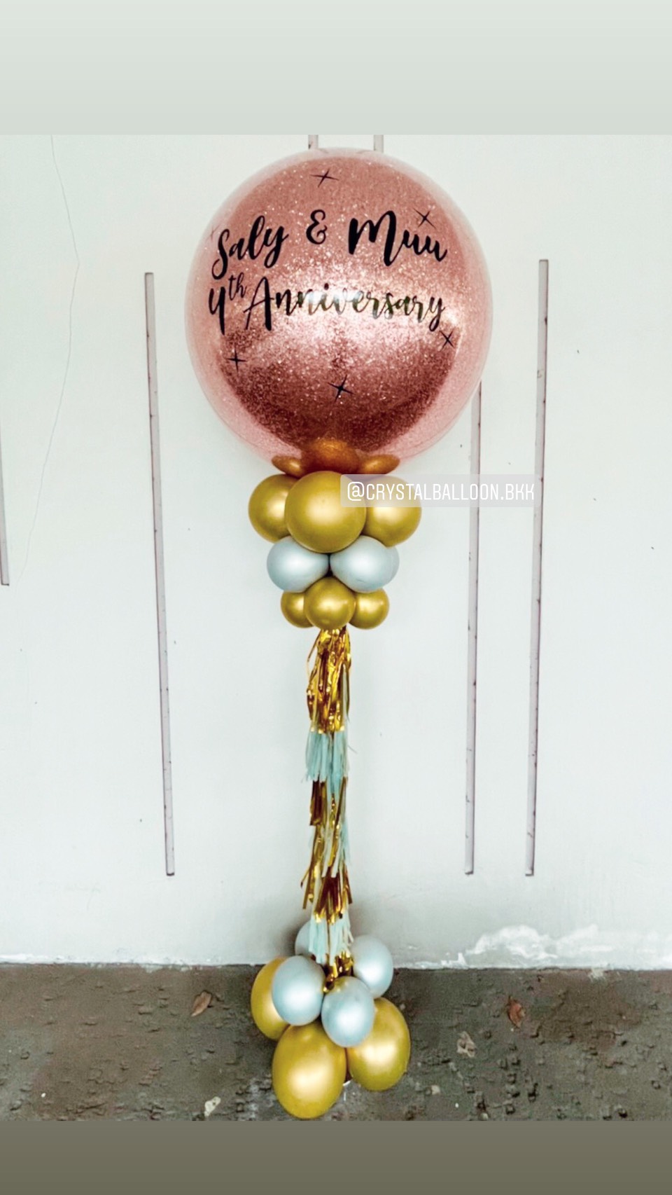 เสาลูกโป่ง Anniversary ครบรอบ Bubble ขนาด 36" พร้อมตกแต่ง สามารถเปลี่ยนสีลูกโป่ง/ข้อความได้
