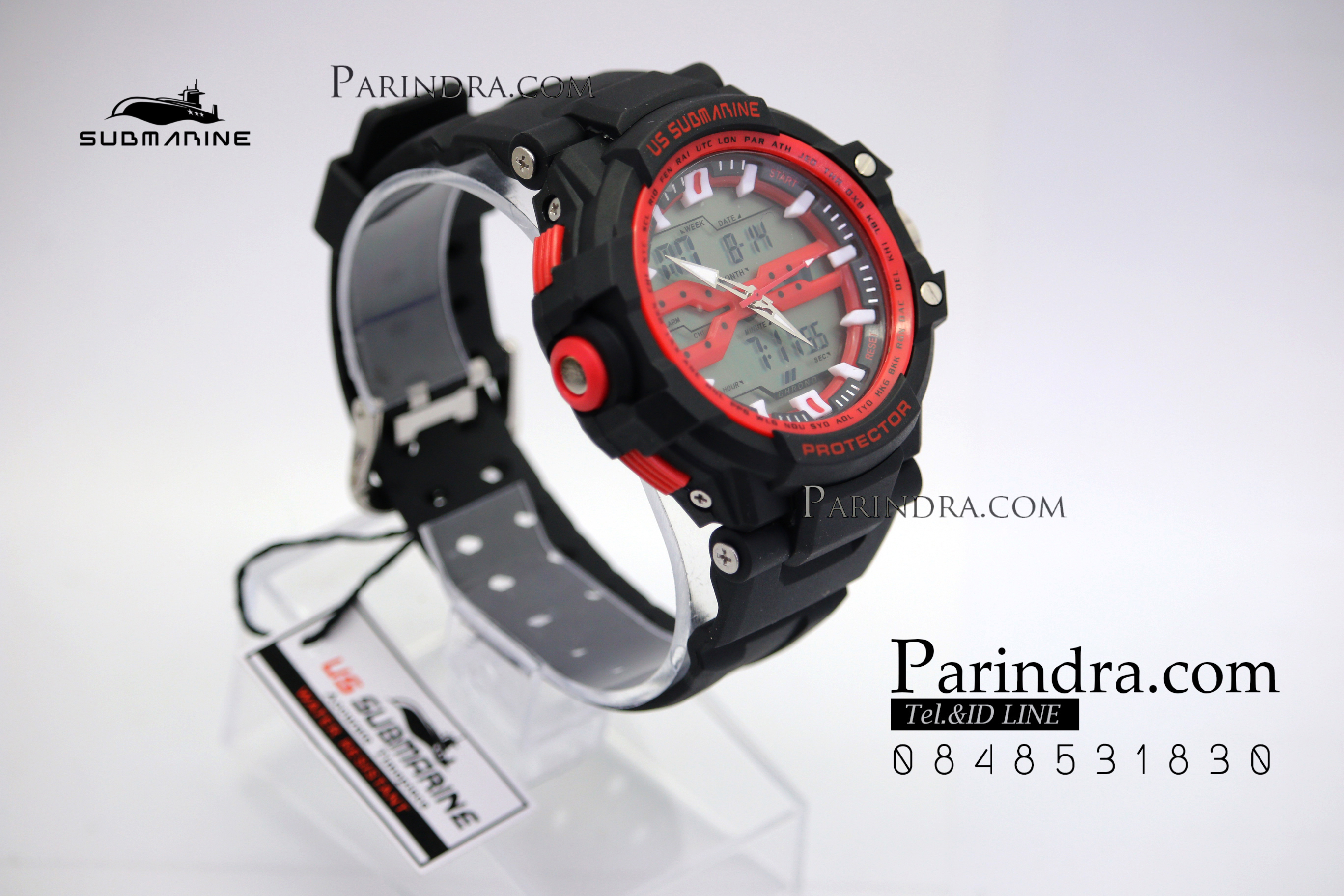 นาฬิกา US submarine Protector รุ่น TP3152M สีดำแดง พื้นหลังเทา