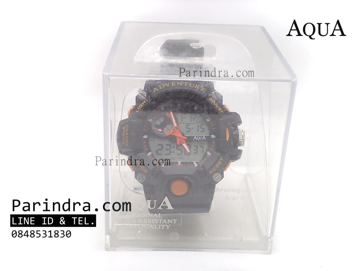 นาฬิกาข้อมือ AQUA รุ่น 1401-D สีดำ-ส้ม