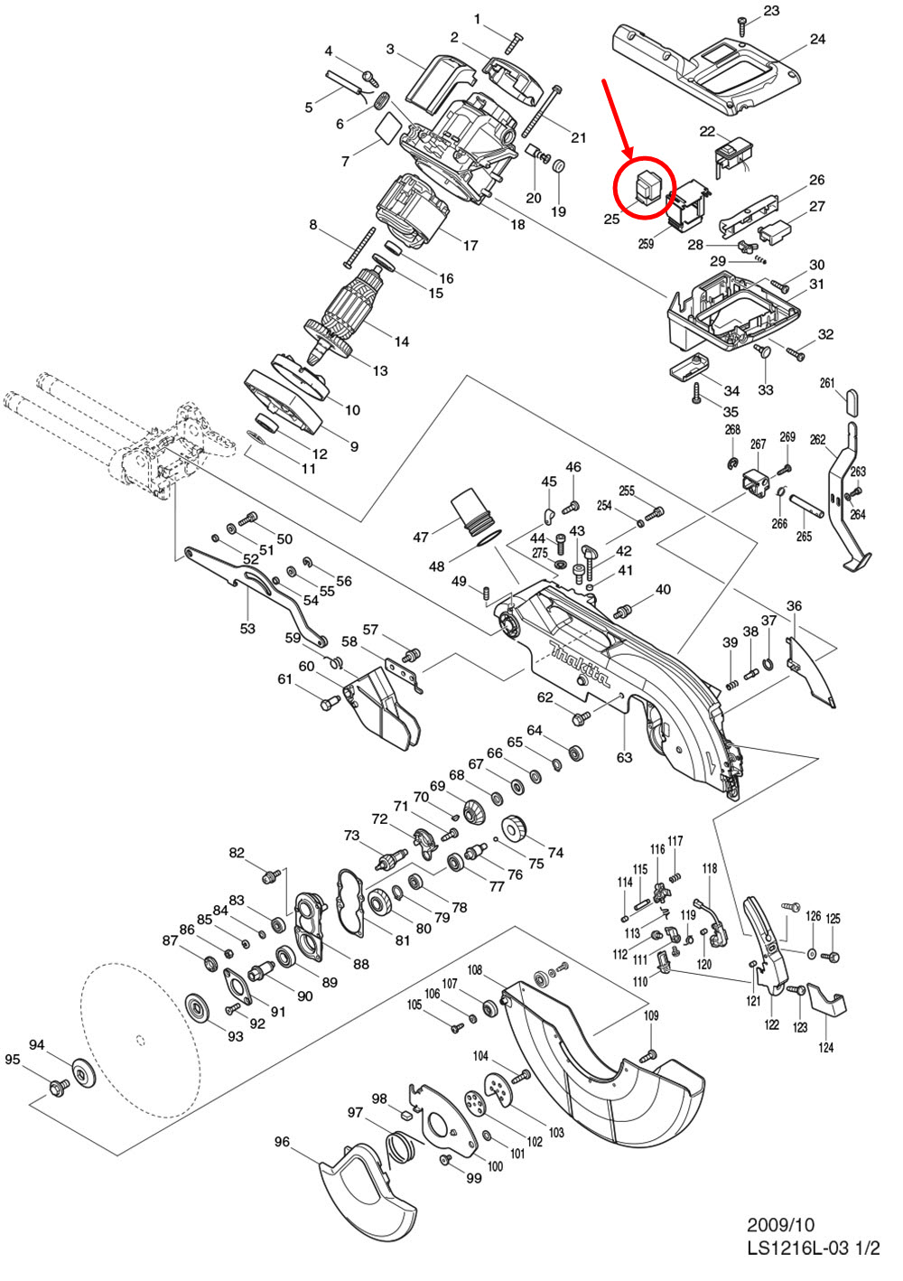 POWER SUPPLY CIRCUIT แท่นตัดองศา Makita มากีต้า LS1216L, LS1016L [#25] Pn.631908-3 (แท้) ##