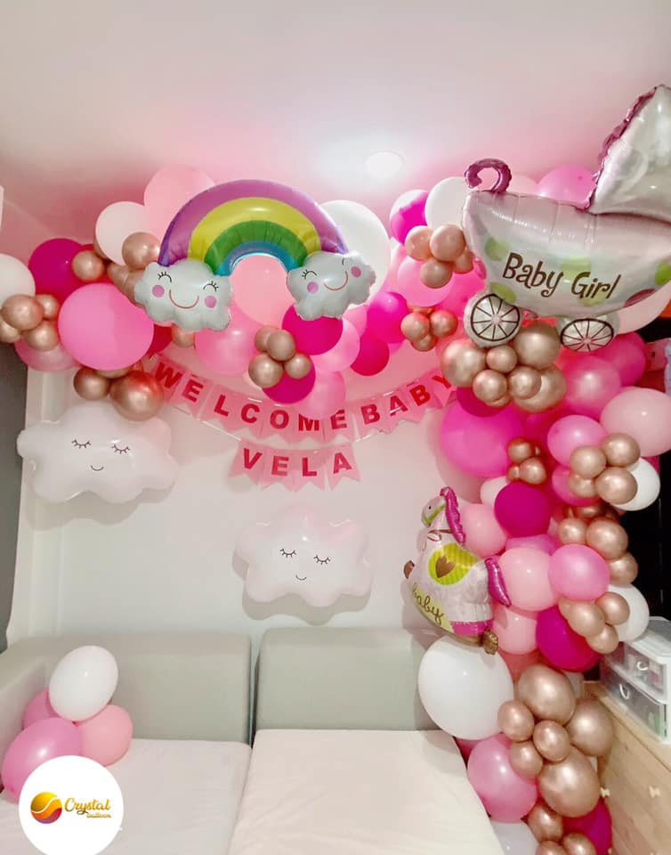 Organic Backdrop ขนาด 2x2 เมตร สำหรับเด็กแรกเกิด Welcome Baby Girl (เปลี่ยนสีได้นะคะ)