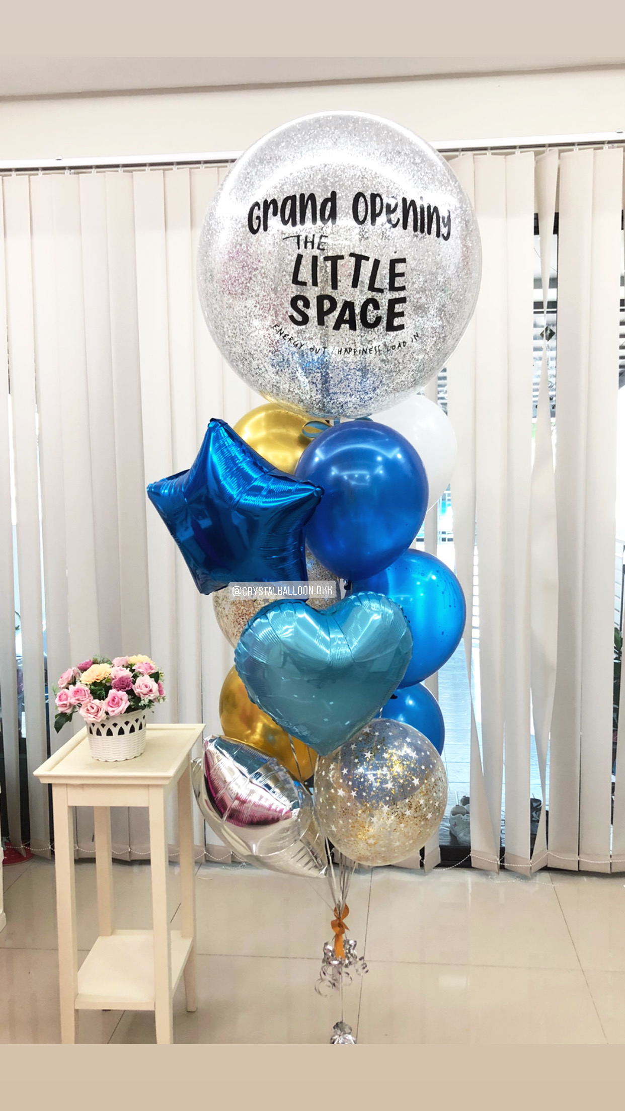 ลูกโป่ง Grand Opening Bubble ขนาด 24" พร้อมตกแต่ง ฟอยล์ดาว-ฟอยล์หัวใจ สามารถเปลี่ยนสีลูกโป่ง/เปลี่ยนสี-ฟอยล์ตกแต่ง/เปลี่ยนข้อความ/เปลี่ยนขนาดได้