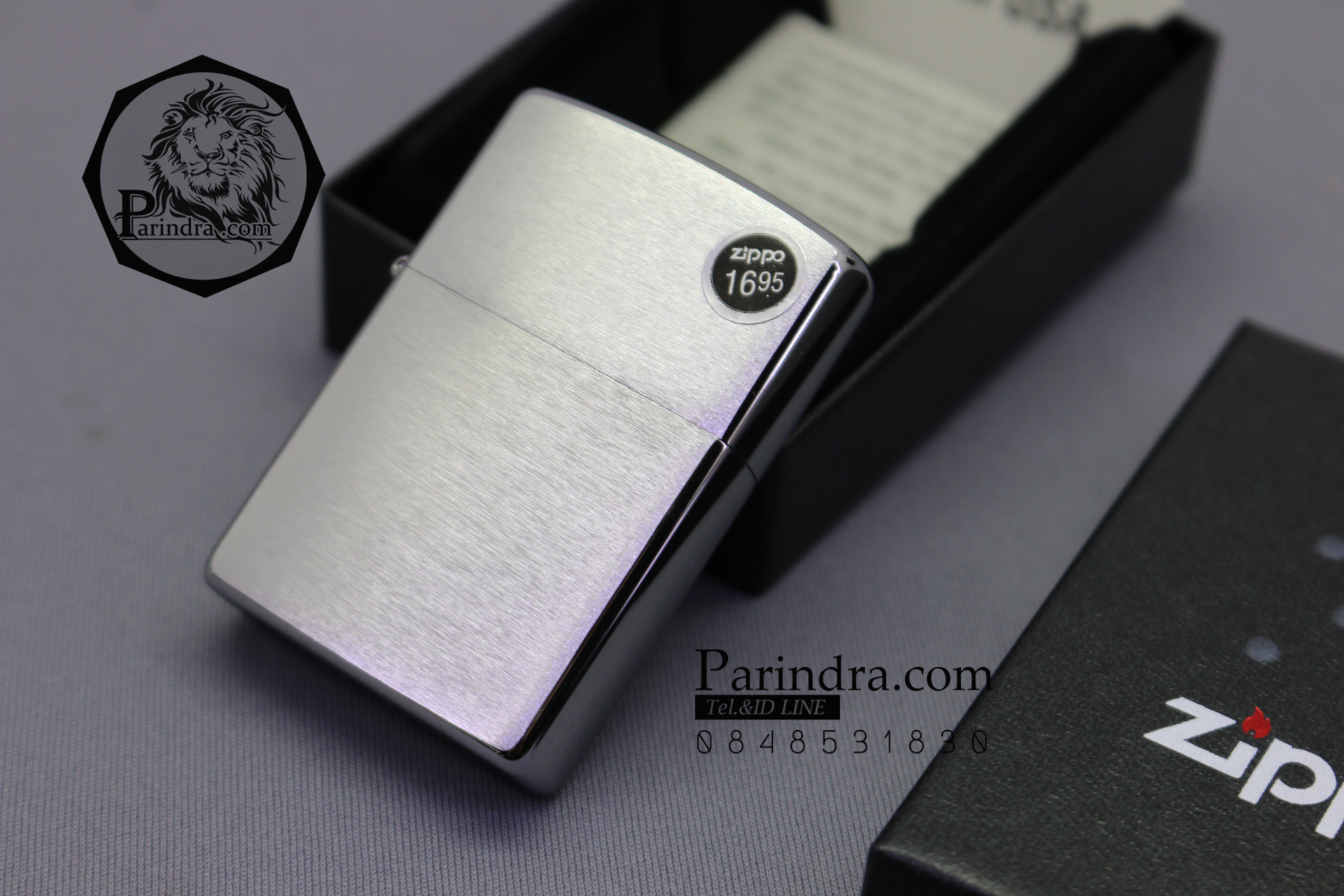 ไฟแช็ค Zippo แท้ สีเงิน " Zippo 200 Brush Fin Chrome " แท้นำเข้า 100%