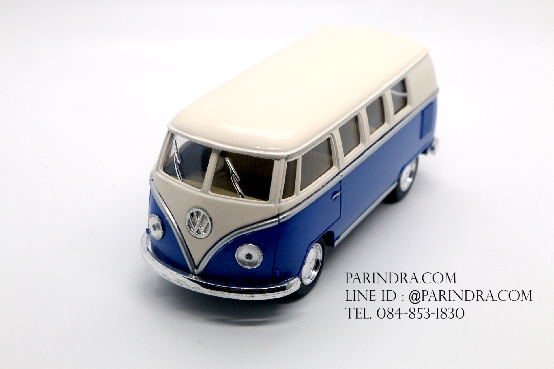 โมเดลรถเหล็ก รถตู้โฟล์ค รถเต่า Volksawagen Classical bus 1962 สีน้ำเงิน