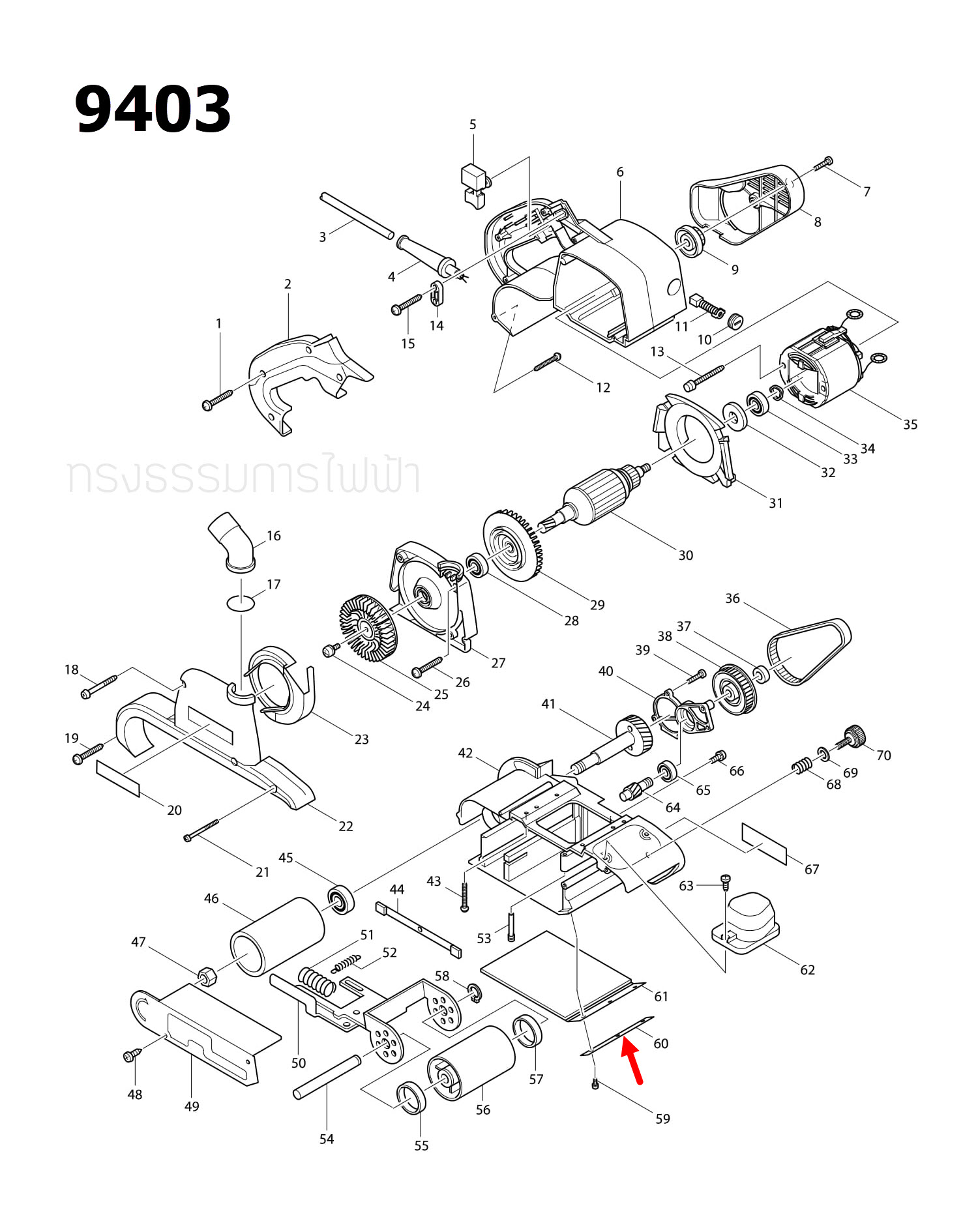 STRAP WASHER เครื่องขัดกระดาษทราย Maktec-มาคเทค, Makita มากีต้า MT940, MT941 [#55], 9403 [#60] Pn.344623-7 (แท้) ##