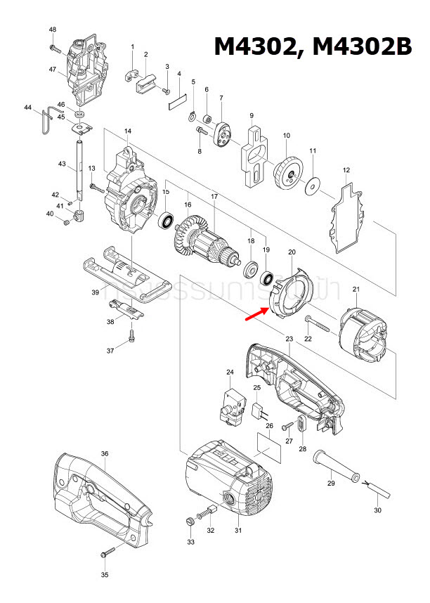 บังลมทุ่น จิ๊กซอว์ Maktec มาคเทค , Makita มากีต้า MT430, M4302, M4302B [#20] Pn.450933-3 (แท้) ##