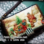 กระเป๋าใบกลาง ผ้าอเมริกา ใส่โทรศัพท์ + เงิน สำหรับสาวสมบัติน้อย - สั่งทำระบุโทนสี