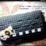 กระเป๋าสตางค์ใบยาว ลายสก๊อตสีเทาเข้ม - สั่งทำได้ค่ะ ราคานี้ส่งฟรี