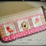 กระเป๋าเงินใบยาว ผ้าอเมริกาลายกรงนก - สั่งทำจ้า