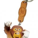 พร้อมส่ง พวงกุญแจหนังแท้ Handmade รูปลิงอุลังอุตัง