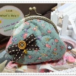 กระเป๋าปิ๊กแป๊กใส่เศษสตางค์ ลายดอกไม้โทนเขียวชมพู - ผ้าลายนี้หมดแล้ว