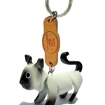 พร้อมส่ง พวงกุญแจหนังแท้ Handmade รูปแมว