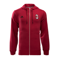 เสื้อฮู้ดอดิดาสเอซีมิลาน adidas Milan 3 Stripe Full Zip Hoodie สีแดง ของแท้