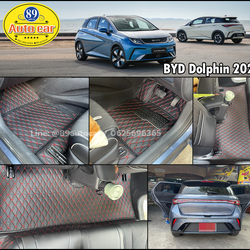 พรมรถยนต์ BYD Dolphin ปูพรมVVIP ด้ายคู่ สีดำด้ายแดง
