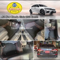 พรมปูพื้นรถยนต์ Honda Civic 2023 ปูพรมvvip สีดำด้ายแดง + ไวนิลสีดำ