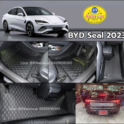 พรมปูพื้นรถยนต์ BYD Seal (บีวายดี ซีล) ปูพรมVVIP สีดำด้ายดำ ในห้องโดยสาร