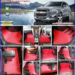 ขายพรมกระดุมปูพื้นรถยนต์เข้ารูปเต็มคัน Chevrolet Cabtiva ลายกระดุมสีแดงขอบดำ