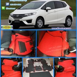 ขายพรมปูพื้นรถยนต์เข้ารูป Honda Jazz 2014 ไวนิลสีแดงขอบดำ