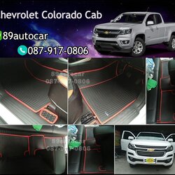 ผ้ายางปูพื้นรถยนต์เข้ารูป Chevrolet Colorado Cab ลายธนูสีดำขอบแดง