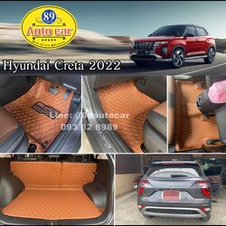 พรมรถ Hyundai Creta 2022 ปูพรม6D สีน้ำตาลเข้ม เต็มคัน
