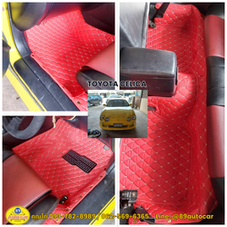 พรมปูพื้นรถยนต์ Toyota Celica ปูพรม6D สีแดงสด เข้ารูป