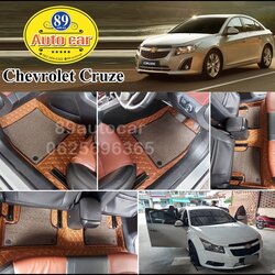 พรมปูพื้นรถยนต์ Chevrolet Cruze ปูพรม7D สีน้ำตาลเข้ม + ไวนิลดักฝุ่นสีน้ำตาล