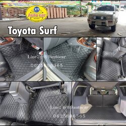 พรมปูพื้นรถยนต์ Toyota Surf ปูพรม6D สีดำด้ายดำ ลายเคฟล่า เต็มคัน