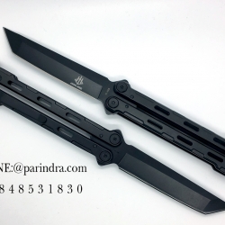 มีดบาลีซอง Balisong มีดควง มีดปีกผีเสื้อ ปลาย Tanto ด้ามสีดำ BLA034