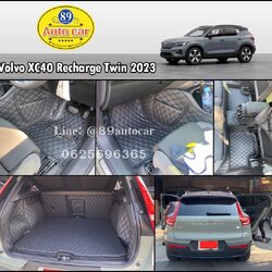 พรมปูพื้นรถยนต์ Volvo XC40 2023 ปูพรม6D สีดำด้ายดำ เต็มคัน