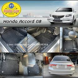 Honda Accord G8 (ฮอนด้า แอคคอร์ด) ปูพรมVVIP สีดำด้ายทอง เสริมพรมดักฝุ่นสีดำ เต็มคัน