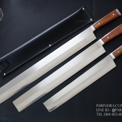 มีด อรัญญิก สปาต้าด้ามไม้ หัวตัด พร้อมซองหนัง