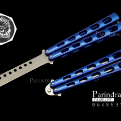 มีดบาลีซอง Balisong มีดควง มีดปีกผีเสื้อ ไม่มีคม สำหรับการฝึกควง สีฟ้าน้ำเงิน ขนาด 9 นิ้ว BLA013