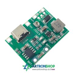 โมดูลชาร์จแบตพร้อมวงจรเพิ่มแรงดัน USB-C Lithium Li-ion 18650 Battery Charger + Step Up Module
