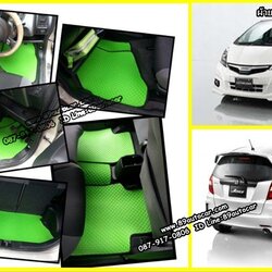 ขายพรมปูพื้นรถยนต์เข้ารูป Honda Jazz 2012 ลายกระดุมสีเขียวขอบดำ