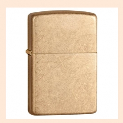 ไฟแช็ค Zippo แท้ สีทองอ่อน ลายขีดข่วน " Zippo 28496, Armor, Tumbled Brass " แท้นำเข้า 100%