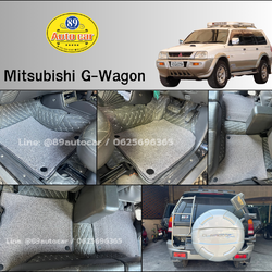 พรมปูพื้นรถยนต์ Mitsubishi G-Wagon ปูพรมVVIP สีเทาด้ายเทา + ไวนิลดักฝุ่นสีเทา เต็มคัน ในห้องโดยสาร